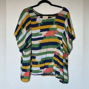 Maeve by Anthropology Multicolor Striped Blouse size Large
